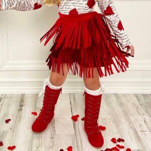 Size Toddler 11 Liv & Mia Red High Zipped Military Studded Style Boots